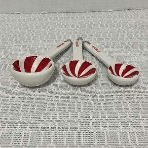 Candy Stripe Ceramic Measuring Spoon Set - Red & White